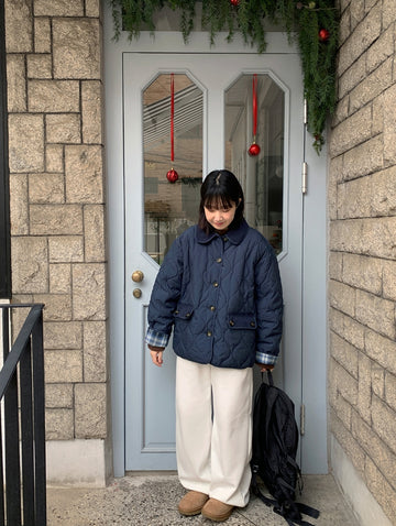 Honku collar reversible quilted padded jumper